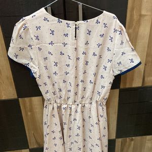 Blue Bows Printed One Piece Dress