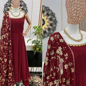 Heavy Flair Anarkali Gown With Pant Dupatta Se