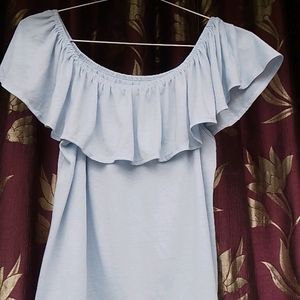 Beautiful Sky Blue Off Shoulder Top