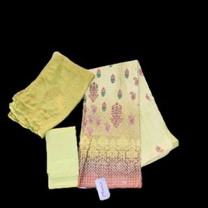 Partywear Chikankari Embroidered  Dress Material