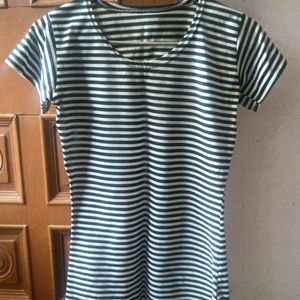 Girls Black & White Striped Top