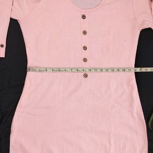 Pure Cotton Pink Kurti For Summers