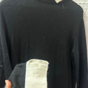 Warm Black White Collar Sweat Shirt zara