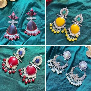 4 Pair Top Selling Kundan Meenakari Earrings