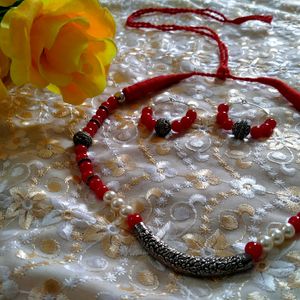 Red White Beads Handmade Jewellery