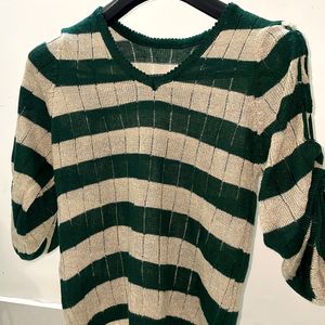 green shimmer wool top