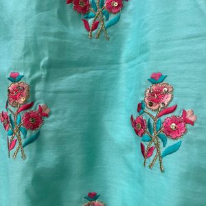 Cyan Color Sleeveless Festive Kurta