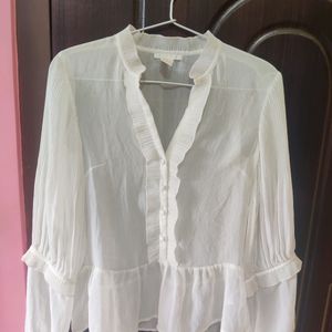 H&M Sheer Off-white Top