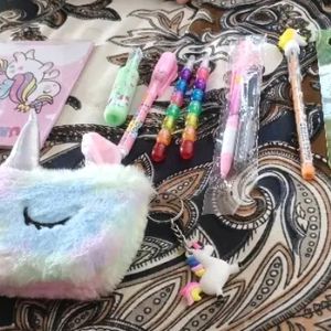 Unicorn Pouch Combo For Kids Stationery Diary