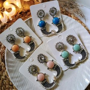 Stone Earrings Of 4 Pairs