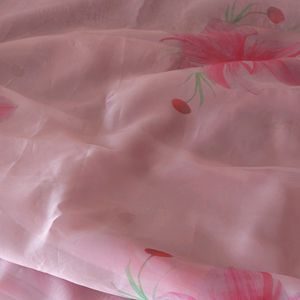 Onion Pink Organza Saree Material