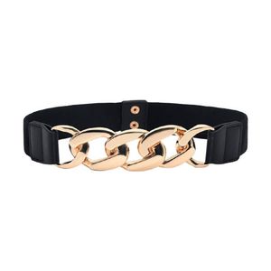 Pinterest Elasticated Broad Gold Chain Belt