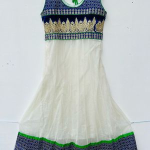 Designer White Blue Ethnic Anarkali Gown