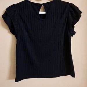 Zudio Black Frilled Sleeve Top