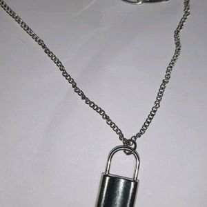 3 Layer Metal Lock Evil Eye Chain Necklace