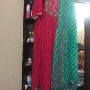 Pink And  Lux Green Kurti Set