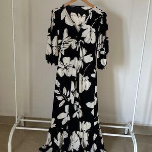 Black Floral Cutout Cotton Maxi Dress