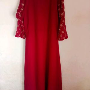 Maroon Simple Ethnic Gown.