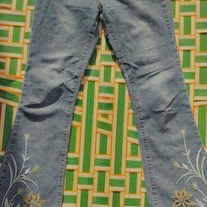 Bootcut Jeans With Floral Design