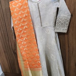 Ethnic Anarkali With Silk Dupatta (6-8 Years)