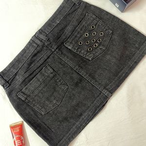 Black Denim Skirt