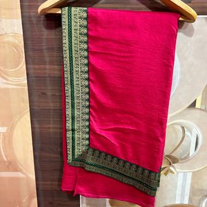 Beautiful Pink Saree With Green Border