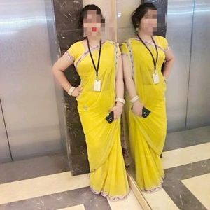 Yellow saree party wear