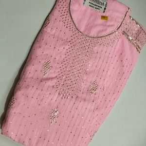 BEAUTIFUL BABY PINK COLOUR UNSTITCHED SUIT