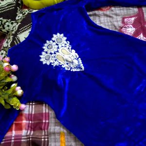 Velvet Kurti With Embroidery Design