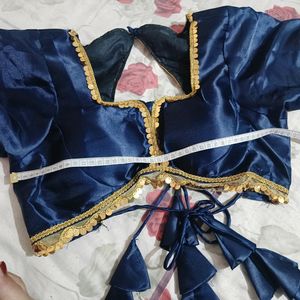 New Navy Blue Satin Blouse