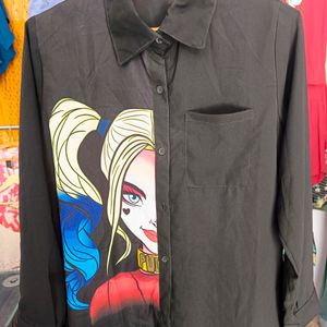 BLACK LONG SHIRT WITH HARLEY QUINN PRINT