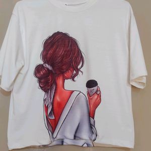 White Printed Tee Shirt - Women