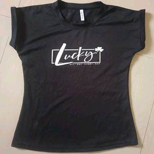 Black T-shirt, L Size, Stretchable Cloth