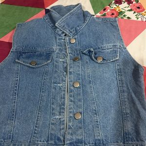 Light Blue Denim Sleeveless Jacket