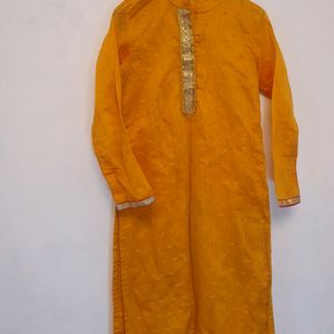 Beautiful Yellow Red Straight Suit Kurta Laggin