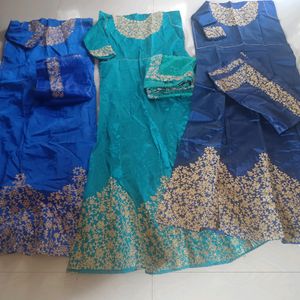 Pack Of 3 Semistiched Gown And Dupptta