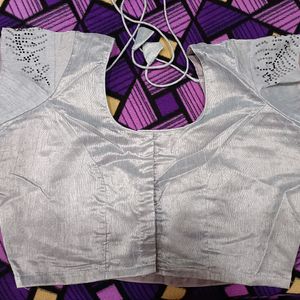 Gray Saree with stiched blouse