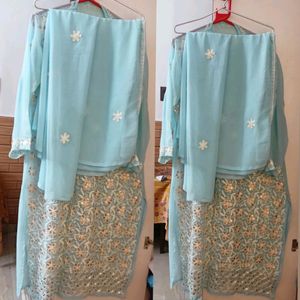 Embroidery Chickankari Patch Work Kurta & Dupatta