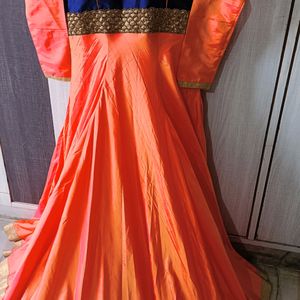 Heavy Embroidered Mulberry Silk Ethnic Gown