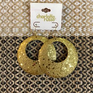 Large Gold Tone Round Statement Earrings