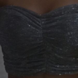 Womrns Silver Tube Top