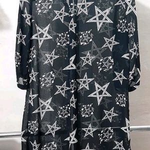Casual Long Star Print Georgette Shirt
