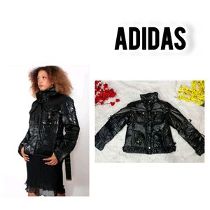 Adidas Glossy Black leather jacket