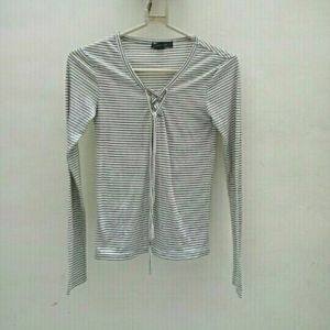 Primark White & Black Lining Top (Women)