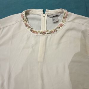 White H&M Sequins Top