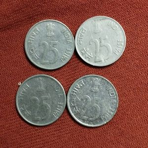 4 Rare 25 Paise Indian Coins