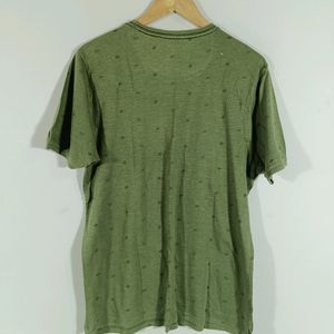 Olive Green Printed T-shirt (Men)