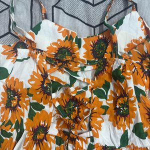 Sunflower Dress With Criss Cross Back