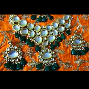 Beautiful Meenakari green Kundan set