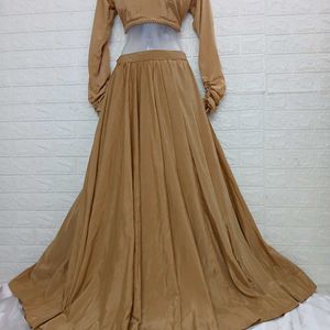 Khaki Full Sleeves Lehenga Choli